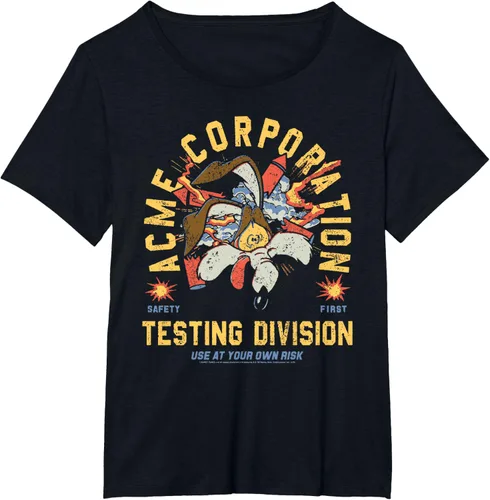 Vista 8 de Looney Tunes Wile E. Coyote Acme Co. Camiseta de la División de Pruebas Negro