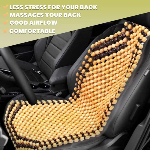 Vista 3 de VaygWay Cojín de Asiento Cómodo con Cuentas de Madera – Cubierta de Asiento de Automóvil Cómoda con Cuentas de Madera – Cubierta Fresca de Masaje