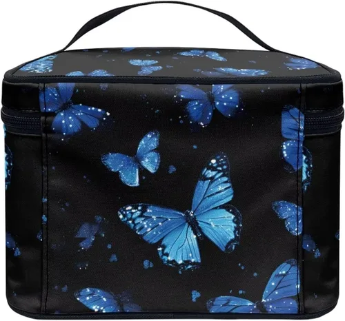 Vista 4 de doginthehole Bolsa de maquillaje, bolsa de cosméticos de viaje, bolsa de aseo portátil grande, organizador de accesorios para mujeres y niñas