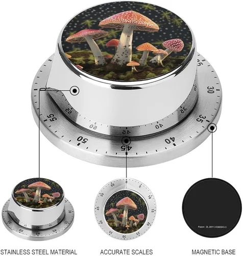 Vista 4 de Echanical - Temporizador de cocina de 60 minutos, temporizador de viento de hongos, temporizador de cocina de chef con alarma fuerte, no requiere