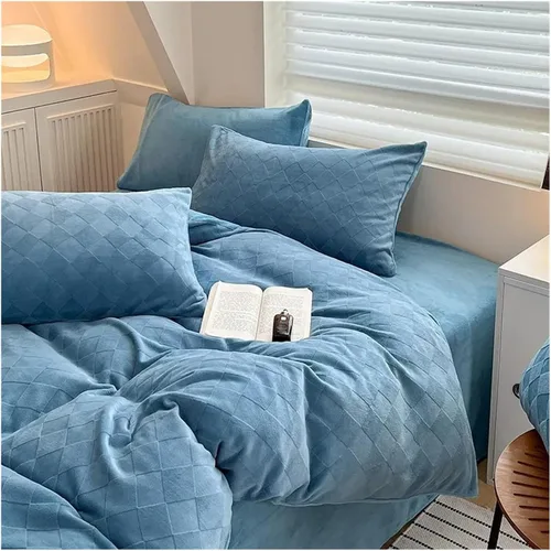 Vista 3 de Winter Bedding Sets Double Plush Duvet Cover Sheet Pillowcase 4 Piece Queen Size Sheet Set,Bedding