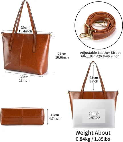Vista 4 de Bolso de mano de cuero genuino para mujer con cremallera, bolsos de hombro grandes para mujer, bolsos cruzados de diseñador, bolso con asa superior
