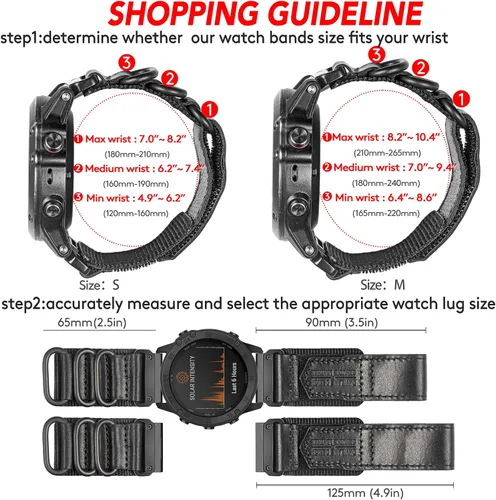 Vista 6 de Compatible With Garmin Watch Band, Leather Watch Band Sports Strap For