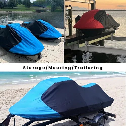 Vista 6 de Trailerable PWC Jetski Watercraft Jet - Funda para esquís de hasta 3 plazas Borgoña/ Negro