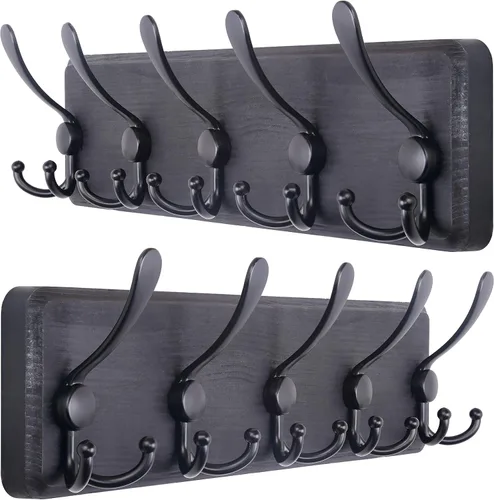 Vista 44 de SKOLOO Perchero de pared montado en la pared de estilo rústico: Perchero de pared de pino de madera auténtica de 40,6 cm de orificio a orificio