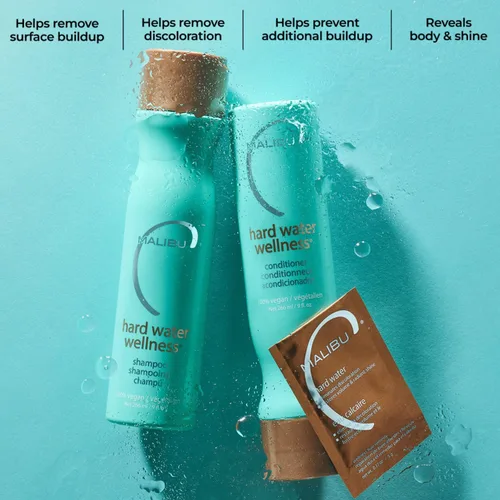 Vista 5 de Malibu C Hard Water Wellness Remediy - Paquetes de champú de agua dura, acondicionador y mascarilla capilar para eliminar depósitos e impurezas, set
