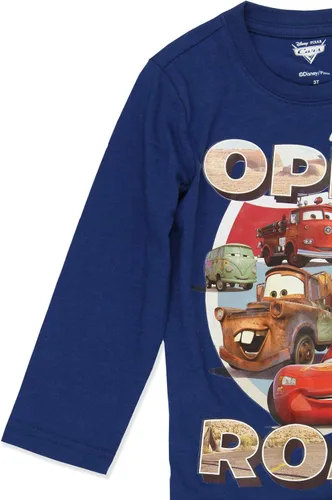 Vista 3 de Disney Cars Lightning McQueen, Mate, Guido, Luigi, Filmore, Sally and Red - Camiseta de manga larga para niño pequeño, color azul marino