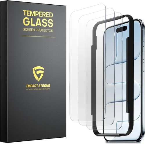 Vista 20 de ImpactStrong Protector de pantalla de vidrio templado inastillable para iPhone 11 Pro/iPhone XS/iPhone X, marco de fácil instalación, sin burbujas