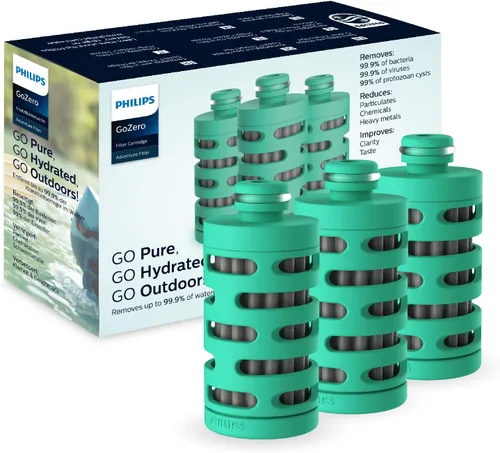 Vista 11 de PHILIPS Water GoZero - Botella de agua activa sin BPA con filtro de agua de río/lago/manantial para senderismo, campamento y fitness, filtro de agua