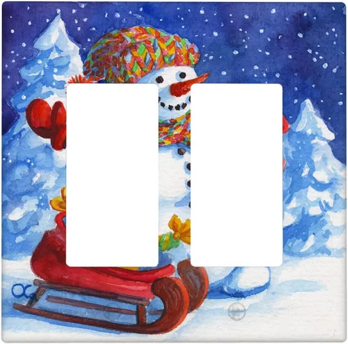 Vista 36 de Cubierta de interruptor de luz dúplex de 1 banda, cubierta decorativa de Navidad con copos de nieve rojos, placa frontal decorativa para cocina