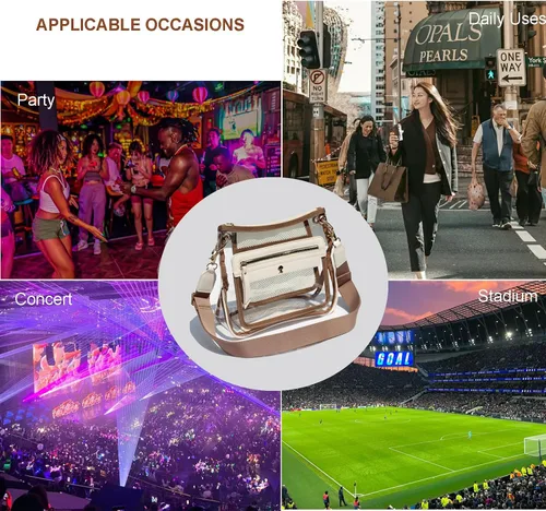 Vista 7 de Bolsas cruzadas transparentes para mujeres, bolsa transparente aprobada para estadios, para conciertos, eventos, bolsa de plástico transparente