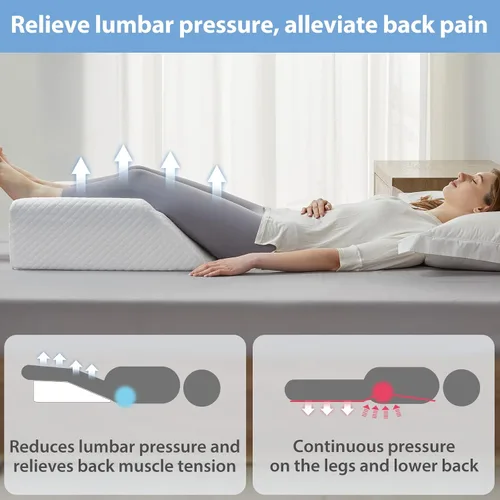 Vista 7 de Almohada de elevación de piernas para la circulación sanguínea después de la cirugía y la hinchazón, almohada de cuña para el alivio del dolor