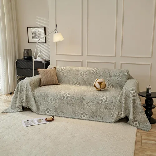 Vista 12 de DREAMINGO Funda de Sofá de Chenilla Beige Bohemia Geométrica Jacquard para Sofá de 3 Cojines Antideslizante Seccional Forma de L para Perros