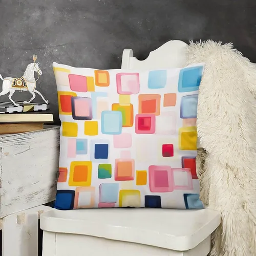 Vista 11 de Almohadas grandes para cama, fundas de almohada abstractas coloridas con patrón de rayas verticales, fundas de almohada cuadradas suaves, fundas