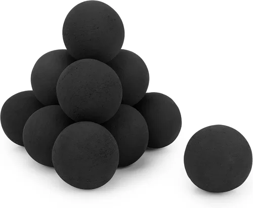 Vista 13 de Stanbroil Paquete de 12 bolas de cerámica, bolas mixtas de 4 tamaños para chimenea, accesorio moderno para chimenea interior o exterior, hogueras
