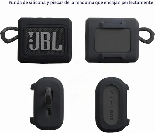 Vista 3 de Hermitshell Funda rígida de viaje para altavoz Bluetooth portátil JBL Go 3 / Go 4 (carbón, funda de silicona)