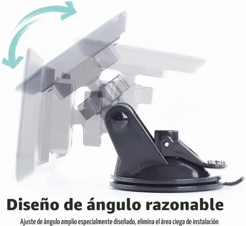 Vista 4 de Espejo retrovisor antirreflejo sin marco, espejo universal para interior de automóvil con ventosa adhesiva, endoscopio azul (9.4 x 2.55 pulgadas)