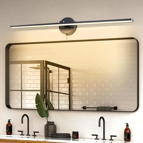 Vista 11 de Lámparas de baño con enchufe de 15.75 pulgadas, modernas luces negras de tocador sobre el espejo, luz cálida de 3000 K, no regulable, luz de imagen