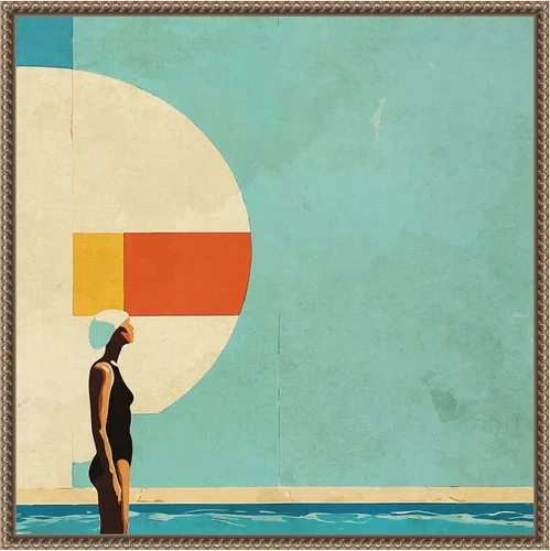 Vista 7 de Amanti Art Framed Canvas Wall Art 22x22 Mid Century Pool by Layla Oz, Framed Wall Art Canvas, Abstract Artwork, Modern Decor, Medium Poster Painting