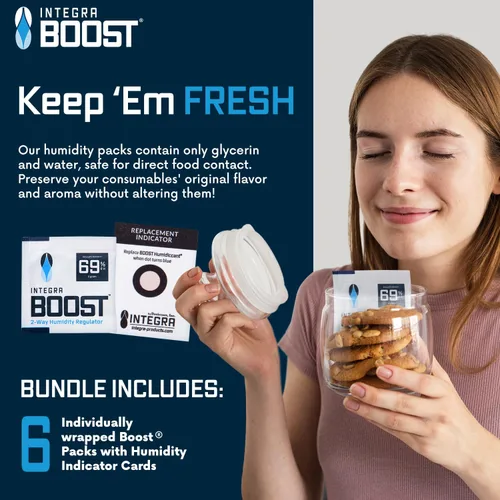 Vista 7 de Integra Boost Paquete de control de humedad de 2 vías, conserva el sabor y controla la humedad al 69% de RH, absorbente de humedad para hierbas