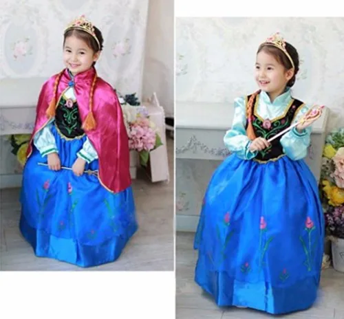 Vista 2 de DreamHigh Disfraz de princesa Anna de Halloween para niña con capa