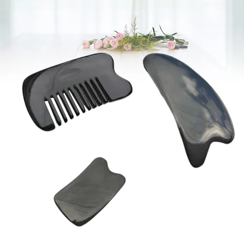 Vista 8 de Beavorty 3 herramientas de masaje facial para terapia de gua, incluye triángulo y piezas de raspado tradicionales