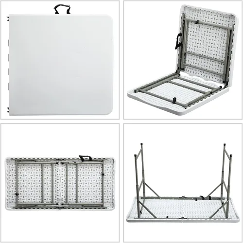 Vista 5 de ALIMORDEN Mesa de picnic plegable de altura ajustable de 4 pies, mesa de comedor de plástico de 48 pulgadas, mesa comercial para eventos, mesa
