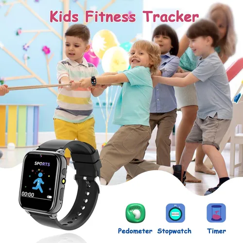 Vista 3 de Reloj inteligente de 1.69 pulgadas para niños de 4 a 12 años, 26 juegos de rompecabezas, cámara HD, reproductor de música de video, podómetro