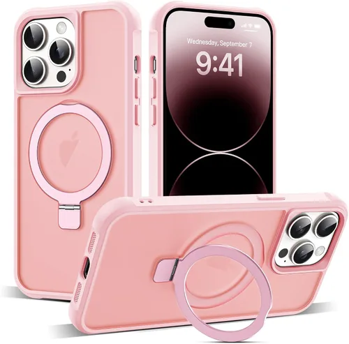 Vista 42 de SKYLMW - Funda compatible con iPhone 11 de 6.1 pulgadas, con soporte magnético invisible tipo anillo, funda translúcida de grado militar, compatible