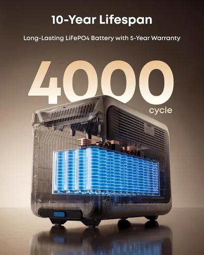 Vista 6 de Anker SOLIX Estación de energía portátil F3000 con 2 paneles solares de 400 W, 3,072 Wh, recarga de 6,000 W, ampliable a 24 kWh, generadores solares