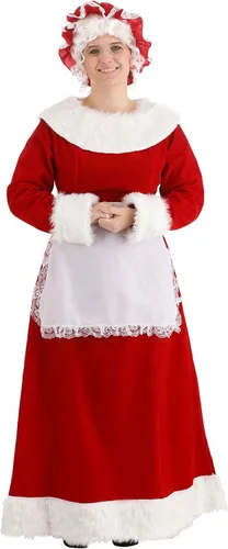 Vista 4 de Disfraz de Mrs. Claus para mujer, vestido de Papá Noel, delantal, talla L