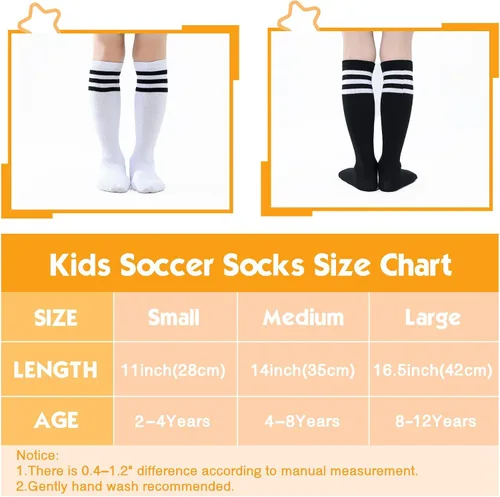 Vista 15 de TOCONFFON Calcetines de tubo hasta la rodilla para niños, niñas y adolescentes, calcetines deportivos de algodón para la escuela de fútbol, uniforme