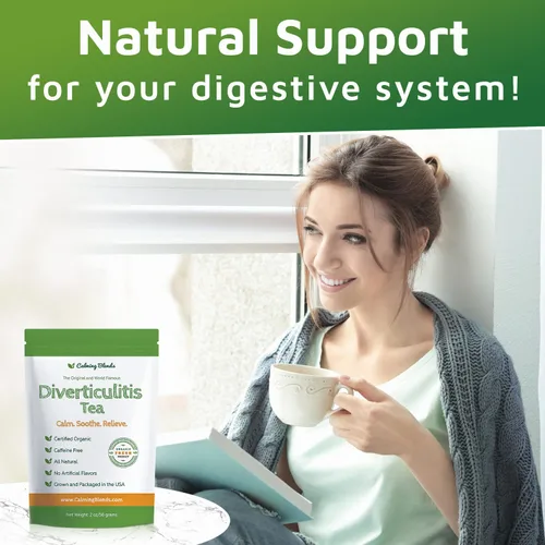 Vista 4 de Té para la diverticulitis y la diverticulosis natural, orgánico y sin cafeína Cultivados y envasados en los Estados Unidos.