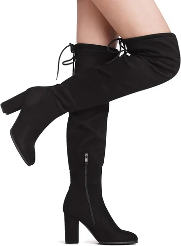 Vista 5 de Dream Pairs - Botas altas sobre la rodilla a la moda ajustadas y con tacón grueso para mujer