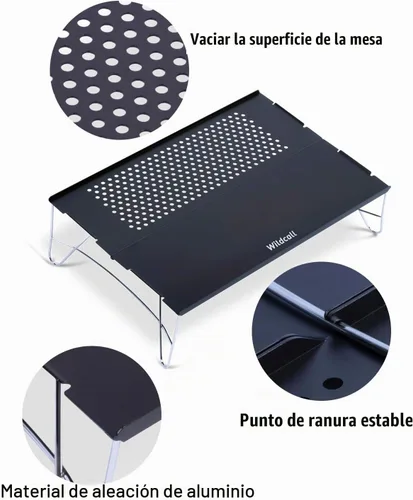 Vista 5 de WildCall - Mesa de excursión ultraligera, mini mesa plegable para acampar