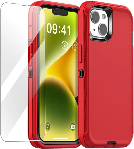 Vista 19 de AICase Funda para iPhone 14 (6.1 pulgadas) con protector de pantalla de vidrio, protección contra caídas de alta resistencia, cuerpo completo, a