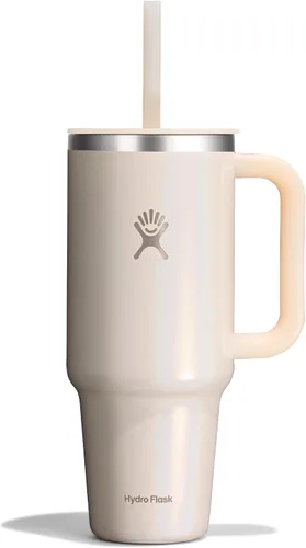 Vista 70 de Hydro Flask Vaso de Viaje con Asa, Tapa y Pajita - Acero Inoxidable Aislado en 24 Oz Aloe
