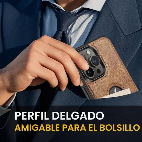 Vista 5 de Diseño compatible con iPhone 13 Pro Max, funda de cuero de lujo, vintage, delgada, antideslizante, agarre suave, a prueba de golpes, funda Marrón