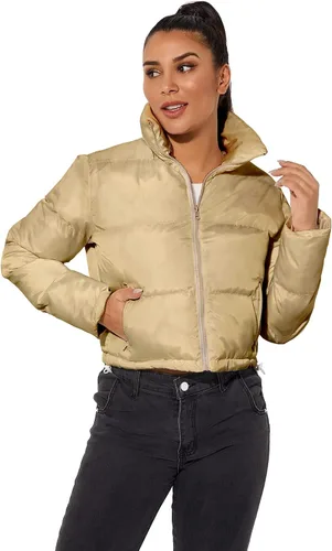 Vista 4 de Chaqueta corta para mujer, chaqueta de moda para mujer, abrigo ligero cálido para invierno
