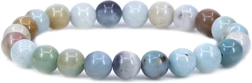 Vista 42 de Keleny Gem - Pulsera elástica de piedras semipreciosas con cuentas redondas de 8 mm, 7 pulgadas, unisex Ágata de encaje azul de grado A