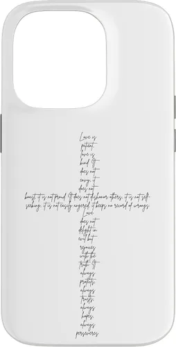 Vista 17 de Funda con cruz cristiana para iPhone 12/12 Pro 1 Corinthians 13