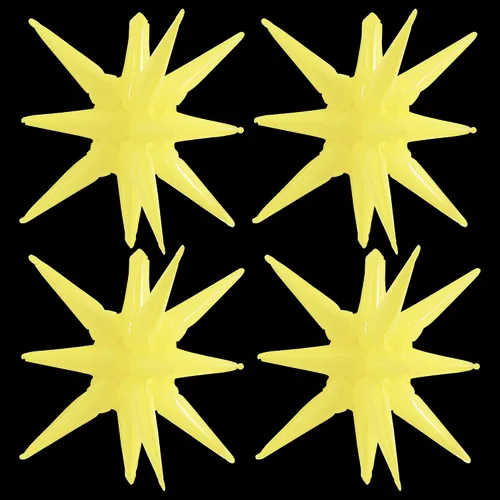 Vista 18 de TONIFUL 4 globos 4D enormes de estrella negra de 22 pulgadas, globos de aluminio de Mylar de estrella explosión para suministros de fiesta, telón