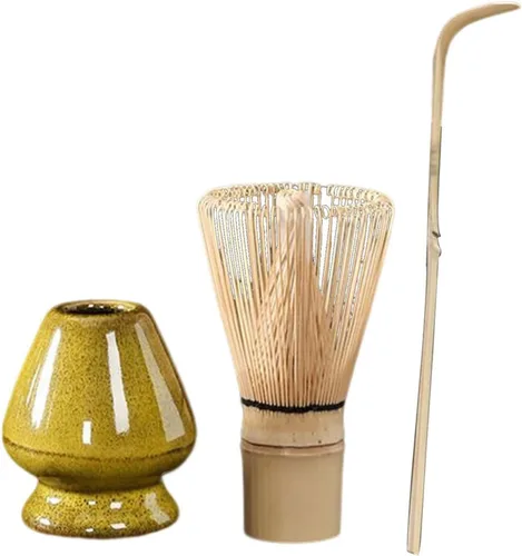 Vista 6 de Juego de accesorios para té con recipiente de cerámica, amarillo