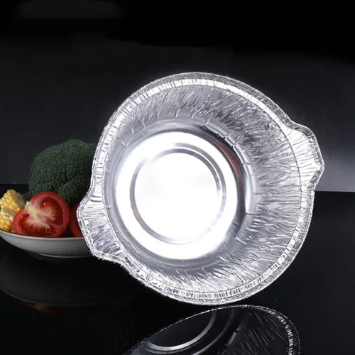 Vista 6 de ABOOFAN Sartén redonda de aluminio con tapas Ollas de papel de aluminio de 13 pulgadas Contenedor de alimentos desechable para microondas Contenedor
