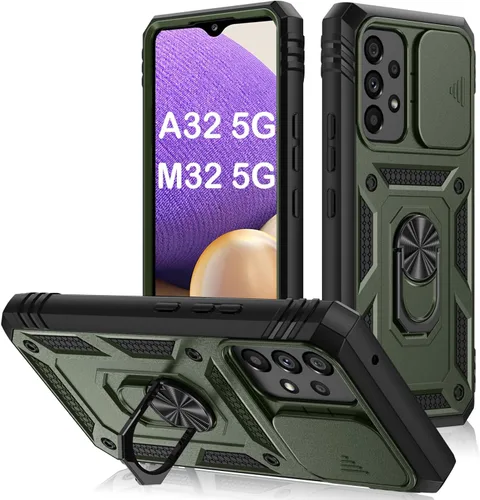 Vista 217 de PASNEW Funda militar para iPhone 13 Pro Max, cubierta de cámara deslizante y soporte de anillo de metal de 360°, carcasa rígida multicapa resistente