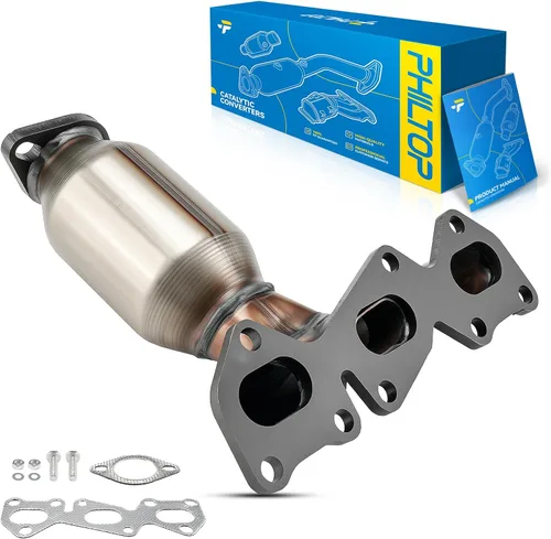 Vista 100 de PHILTOP Convertidor Catalítico de Ajuste Directo para Murano 2009 2010 2011 2012 2013 2014 3.5L, Cáscara de Acero Inoxidable Aluminio 203-1010