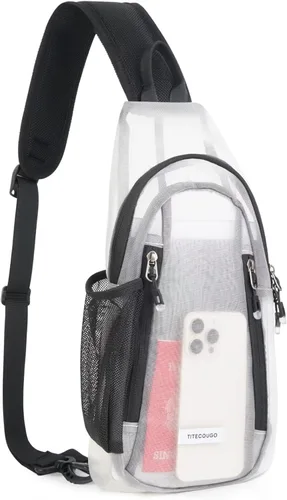 Vista 7 de TITECOUGO Clear Sling Bag, Switchable Right or Left Strap, Transparent Mesh – Stadium Approved (Check Venue Policy)