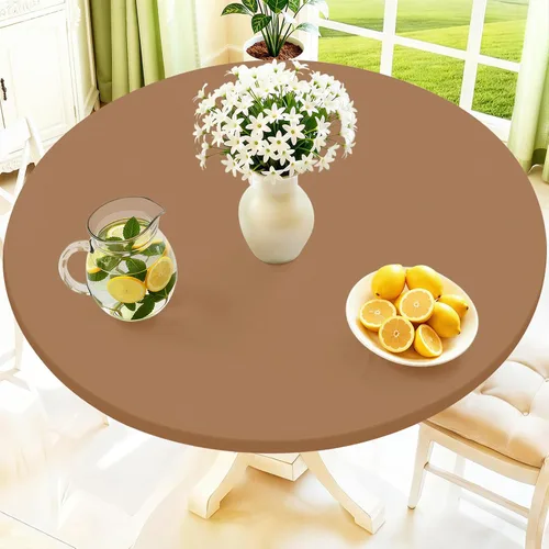 Vista 49 de Moosfor Mantel redondo de elastano, elástico ajustable impermeable para mesas de 18 a 24 pulgadas, mantel de picnic elástico lavable para Azul