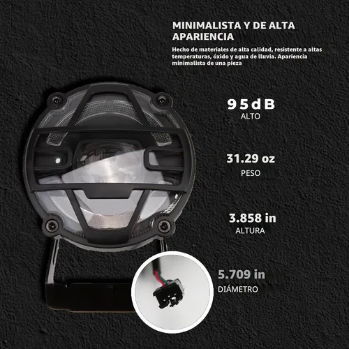 Vista 4 de Faros delanteros para eBike 36V-48V Luz delantera con bocina para bicicleta eléctrica (conector de 3 pines) Aleación de aluminio impermeable