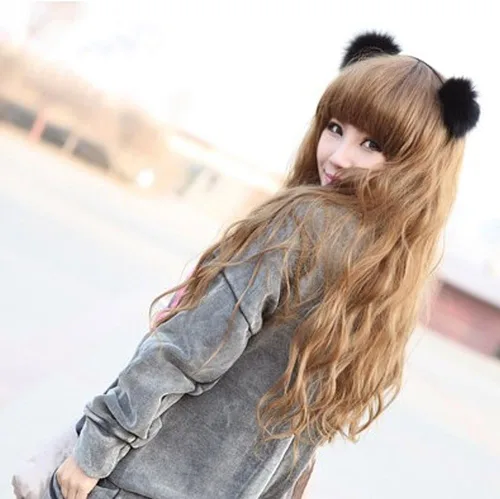 Vista 5 de BAOBAO - Diadema de pelo sintético y esponjoso, orejas de gato, diseño de panda